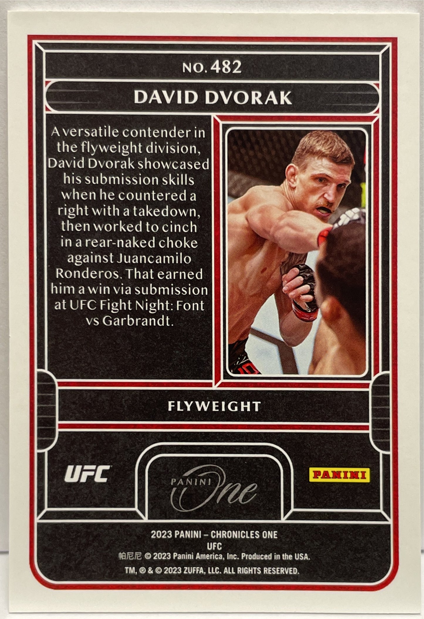 David Dvorak 74/99 Rookie Chronicles One Panini Chronicles UFC 2023