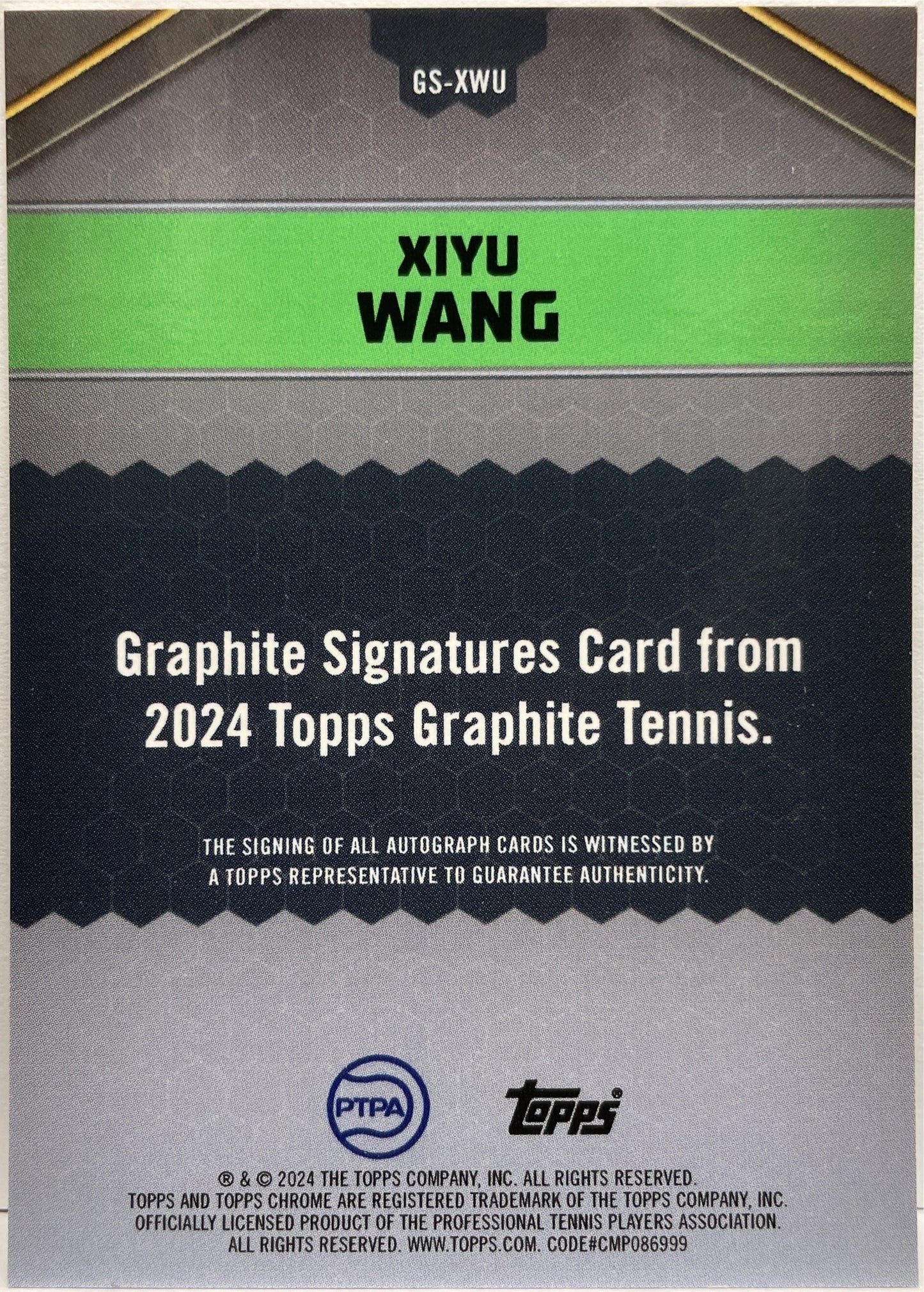 Xiyu Wang 72/75 Autograph Topps Tennis Graphite 2024