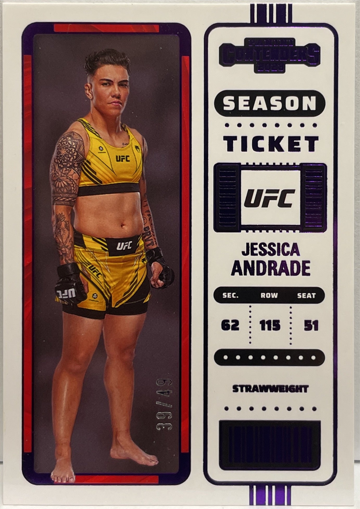 Jessica Andrade 39/49 Season Ticket Purple Panini Chronicles UFC 2023