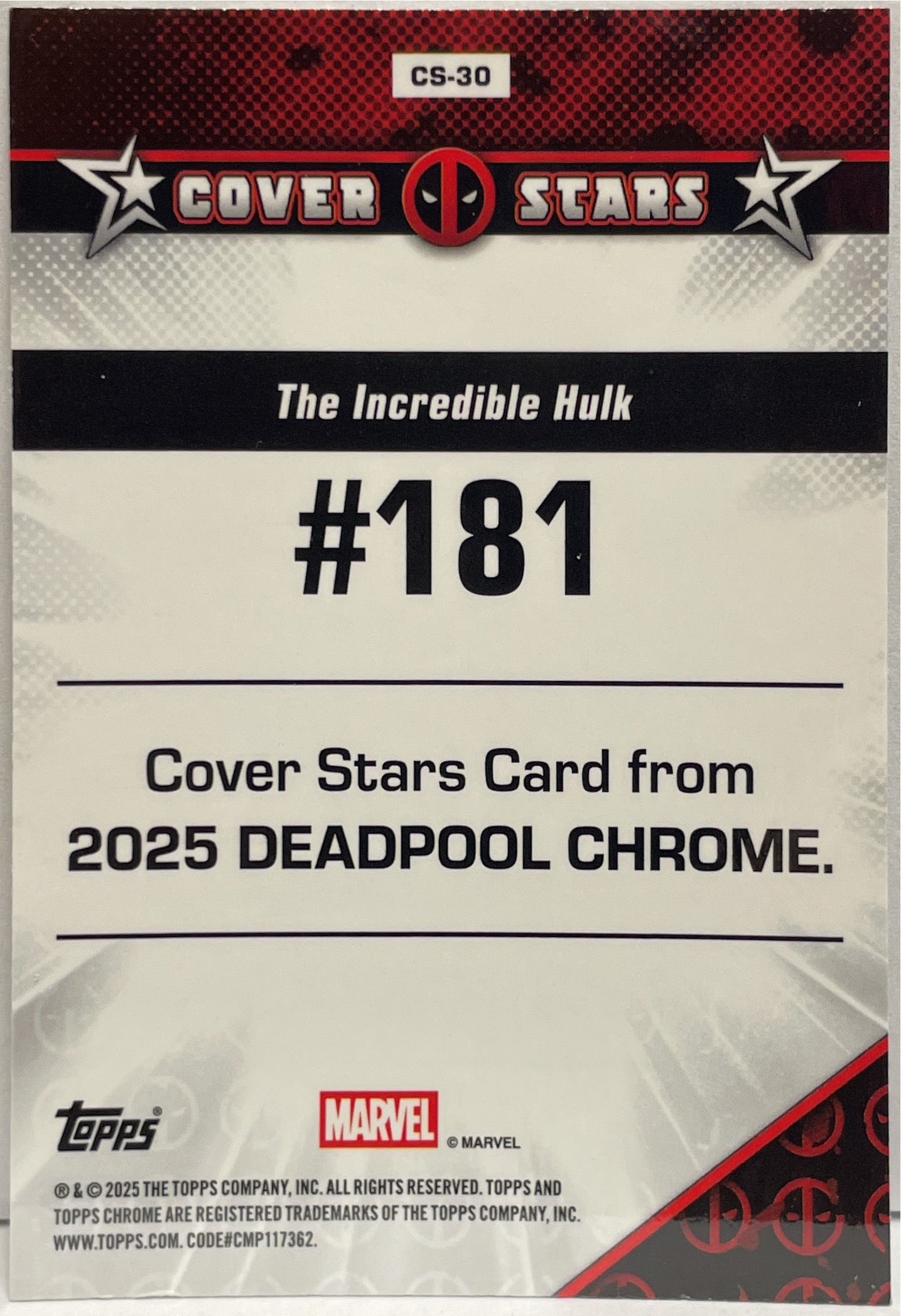 The Incredible Hulk Cover Stars Topps Chrome Deadpool 2025