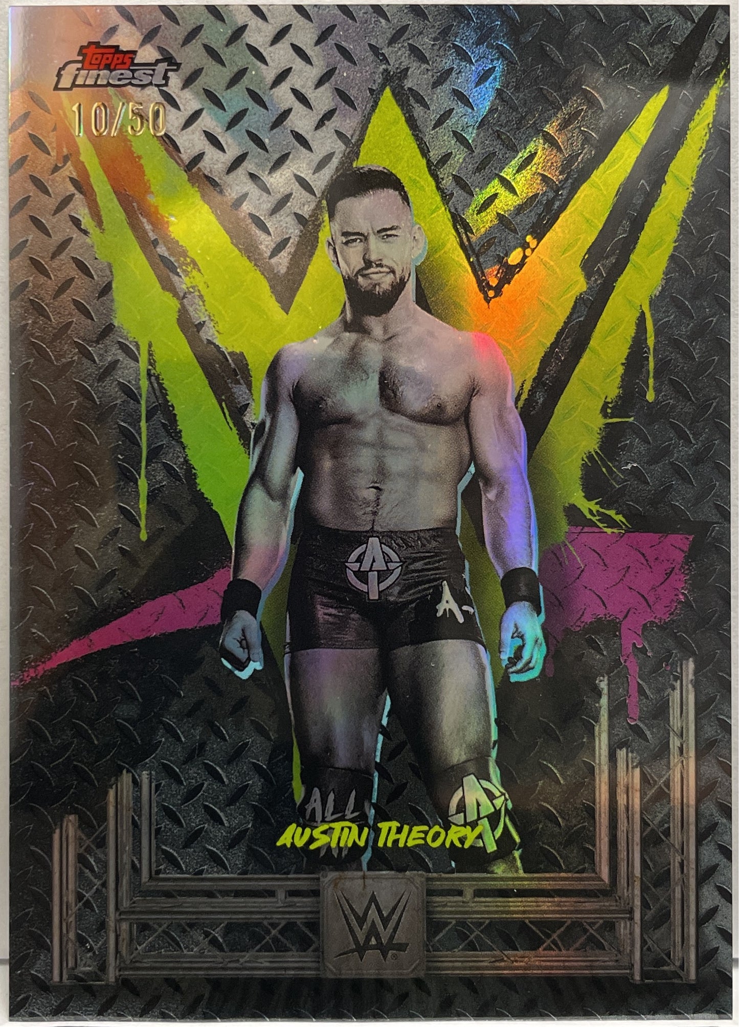 Austin Theory 10/50 Topps Finest WWE 2025