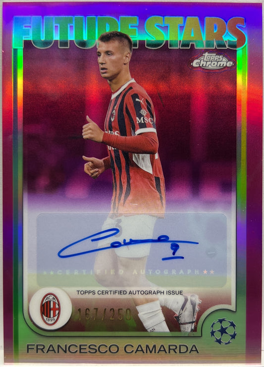 Francesco Camarda 167/250 Autograph Future Stars Pink Topps Chrome UCC 2024/25
