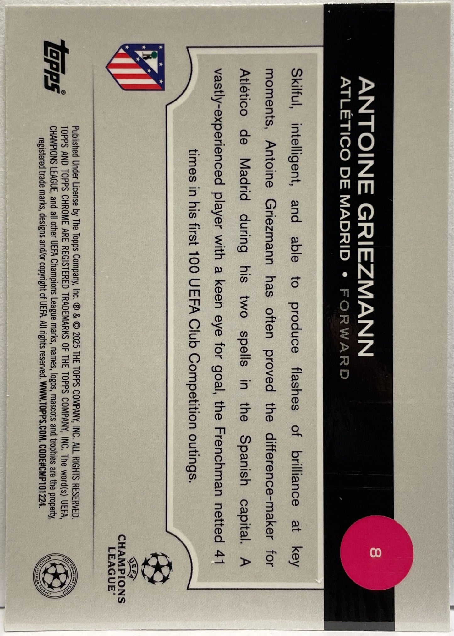 Antoine Griezmann 162/199 Aqua Topps Chrome UCC 2024/25