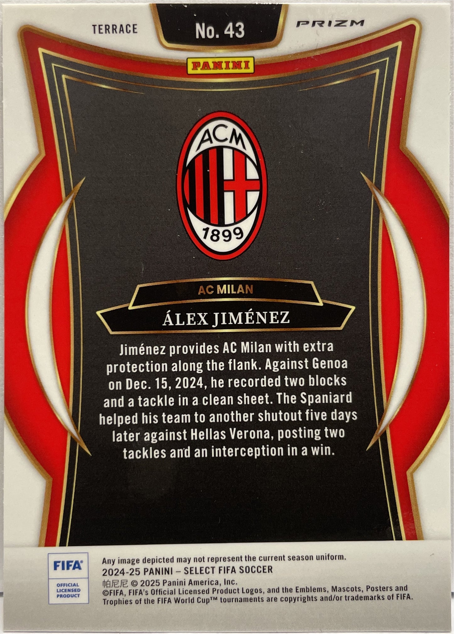 Alex Jimenez Rookie Cracked Ice Panini Select Serie A 2024/25