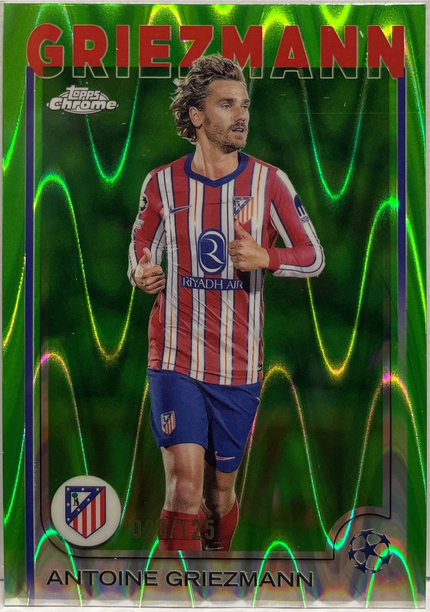 Antoine Griezmann 28/125 Green RayWave Topps Chrome UCC 2024/25