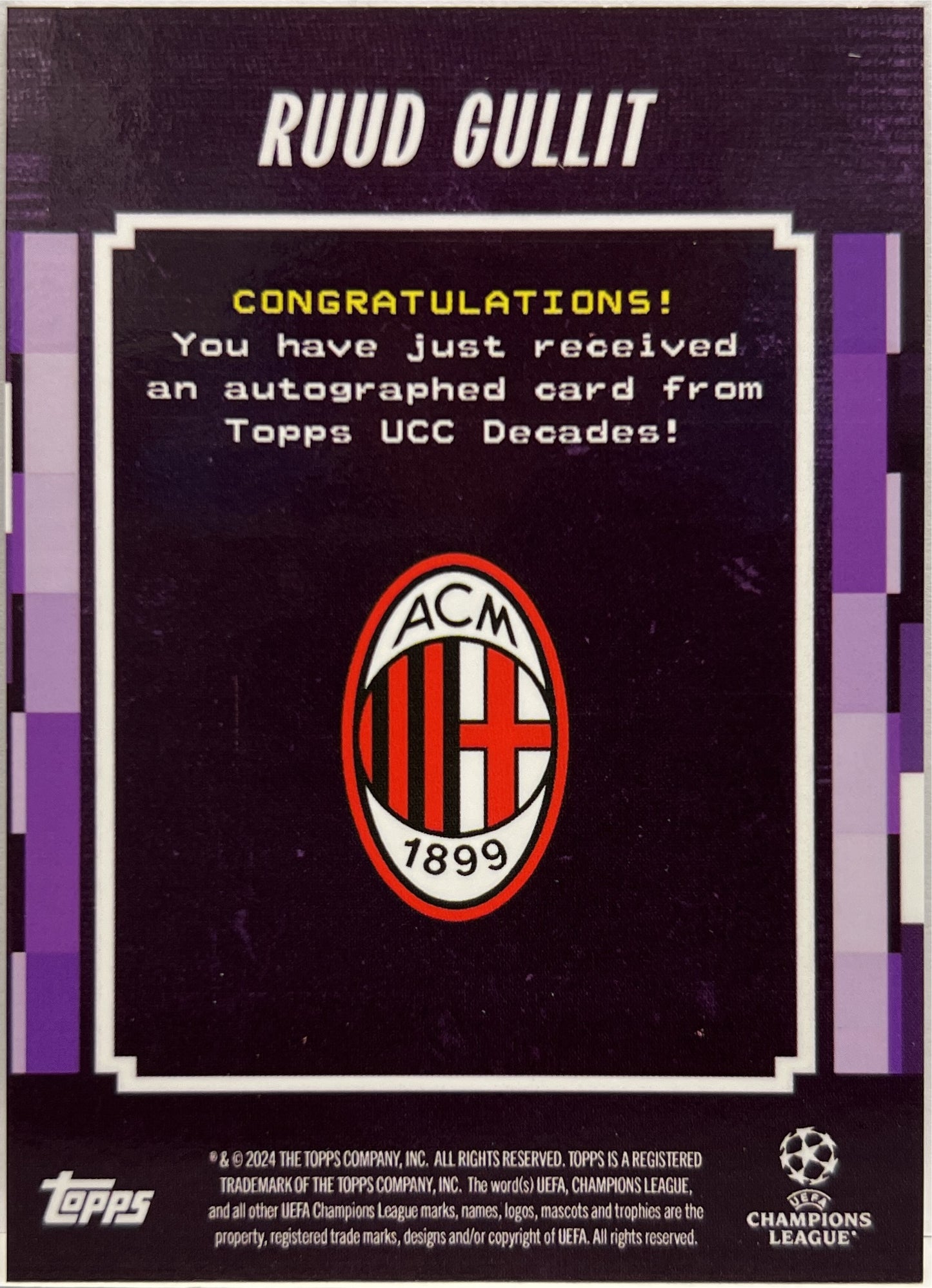 Ruud Gullit 6/25 Autograph Iconic Kits Topps Decade UCC 2024/25