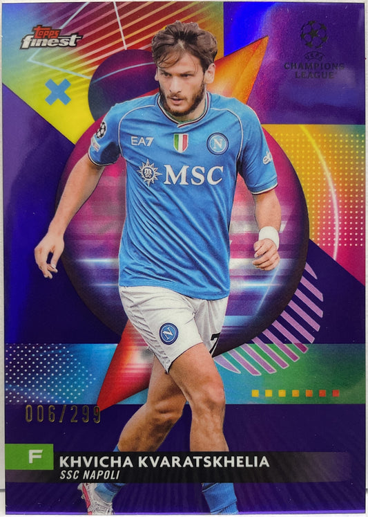 Khvicha Kvaratskhelia 6/299 Purple Topps Finest UCC 2023/24