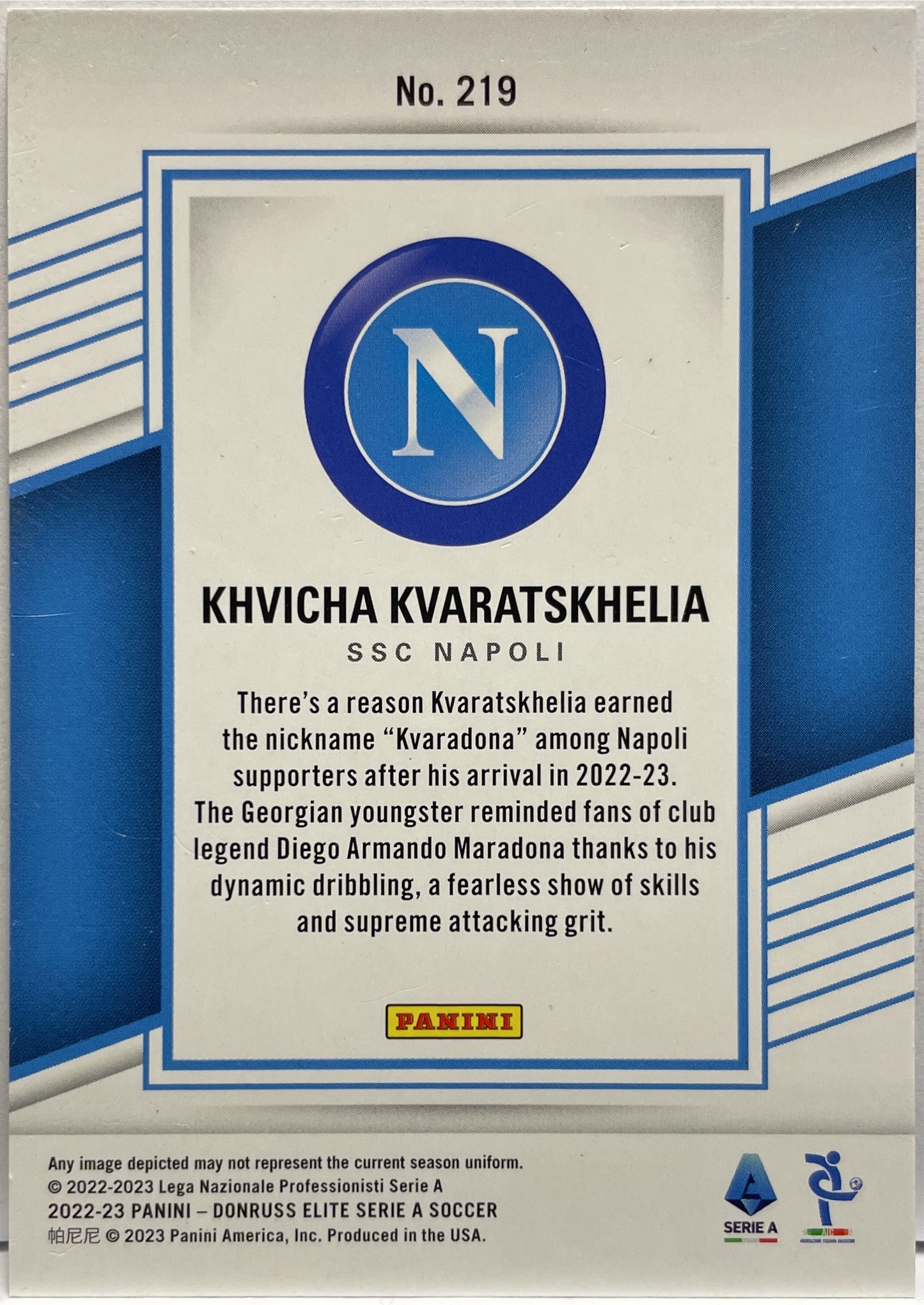Khvicha Kvaratskhelia Rookie Panini Donruss Elite Serie A 2022/23