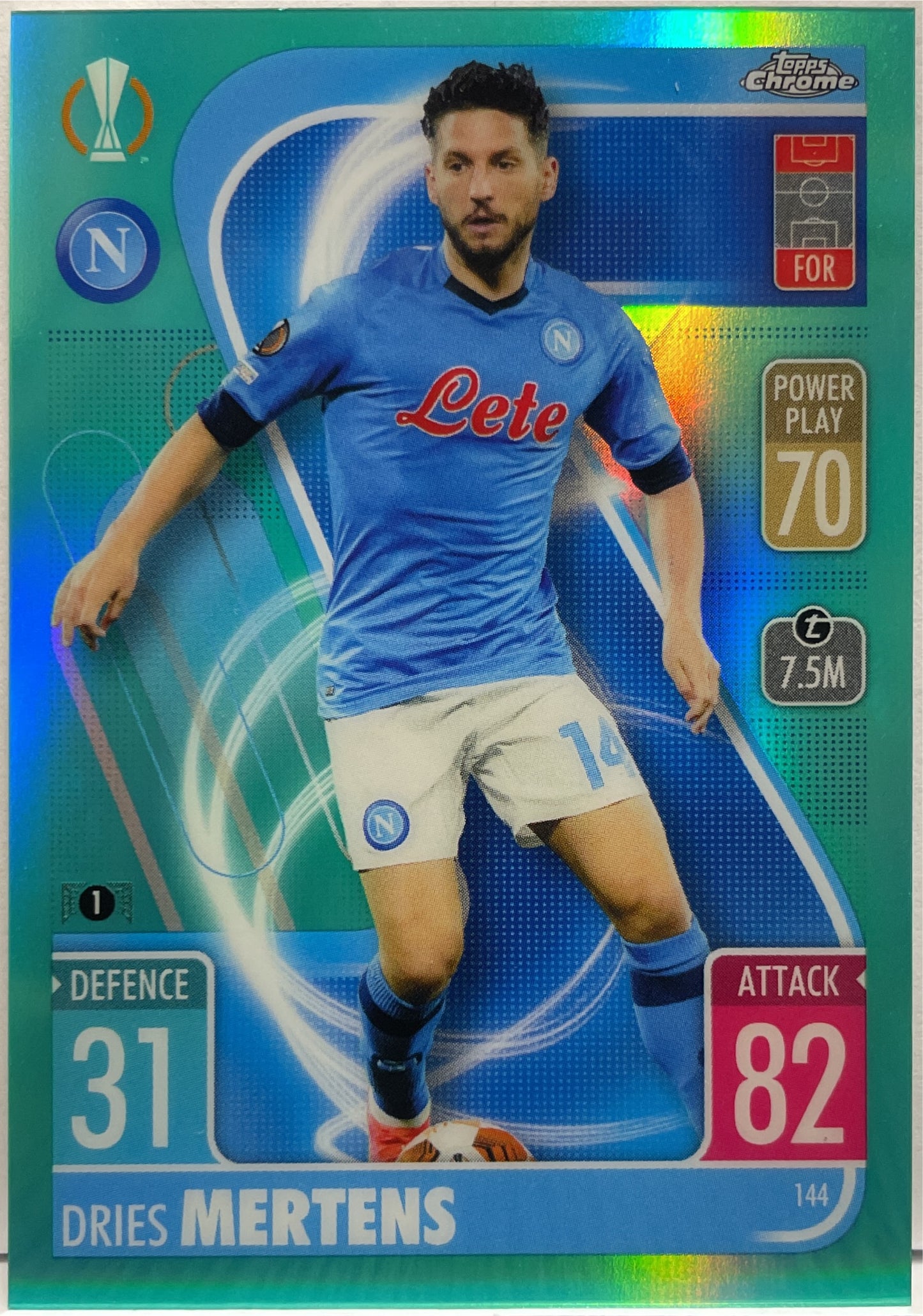 Dries Mertens 114/150 Aqua Topps Chrome Match Attax