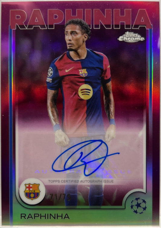Raphinha 71/75 Autograph Magenta Topps Chrome UCC 2024/25