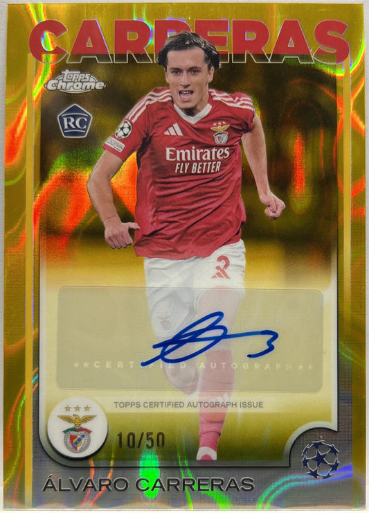 Alvaro Carreras 10/50 Rookie Autograph Gold Lava Topps Chrome UCC 2024/25