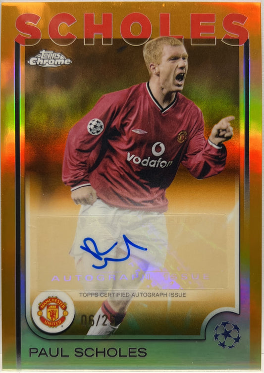 Paul Scholes 6/25 Autograph Orange Topps Chrome UCC 2024/25