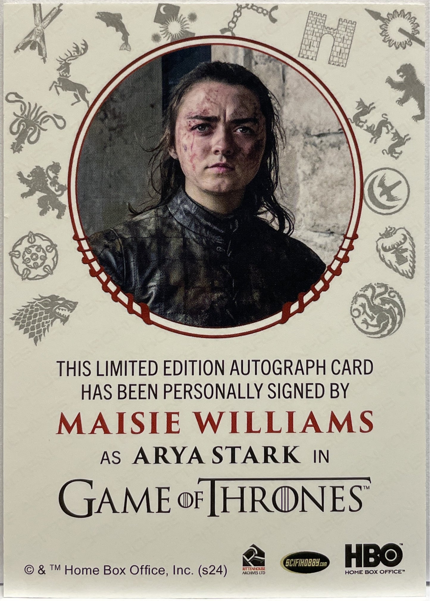 Maisie Williams As Arya Stark Autograph On Card Game Of Thrones