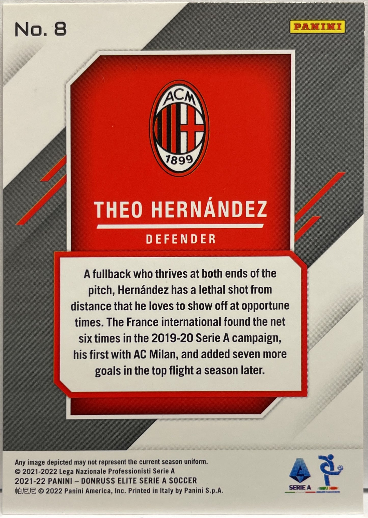 Theo Hernandez 4/25 Blue Fireworks Panini Donruss Elite Serie A 2021/22