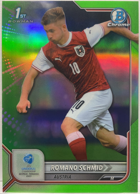 Romano Schmid 29/199 1ST Bowman Green Topps Uefa U21 2023