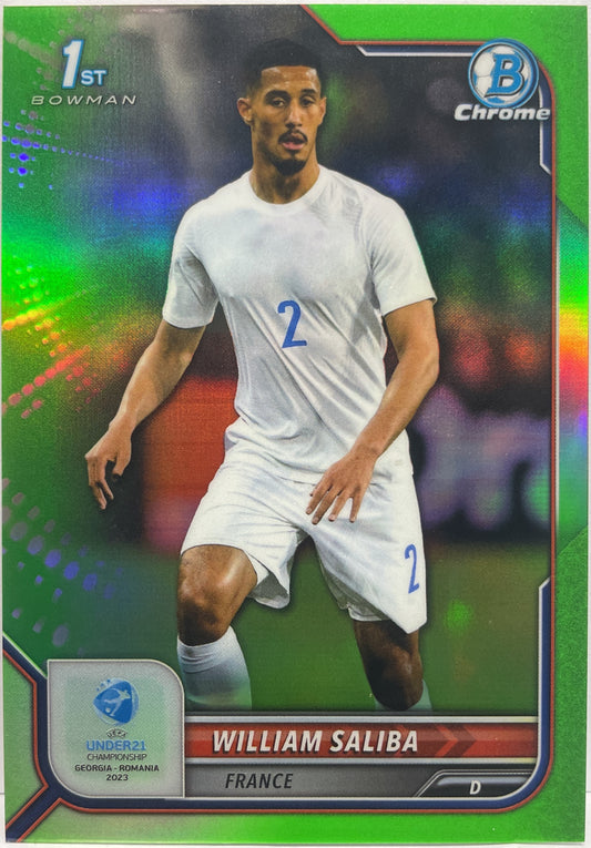 William Saliba 71/199 1ST Bowman Green Topps Uefa U21 2023
