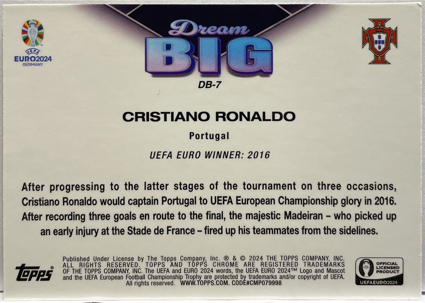 Cristiano Ronaldo Big Dream Topps Chrome Euro 2024