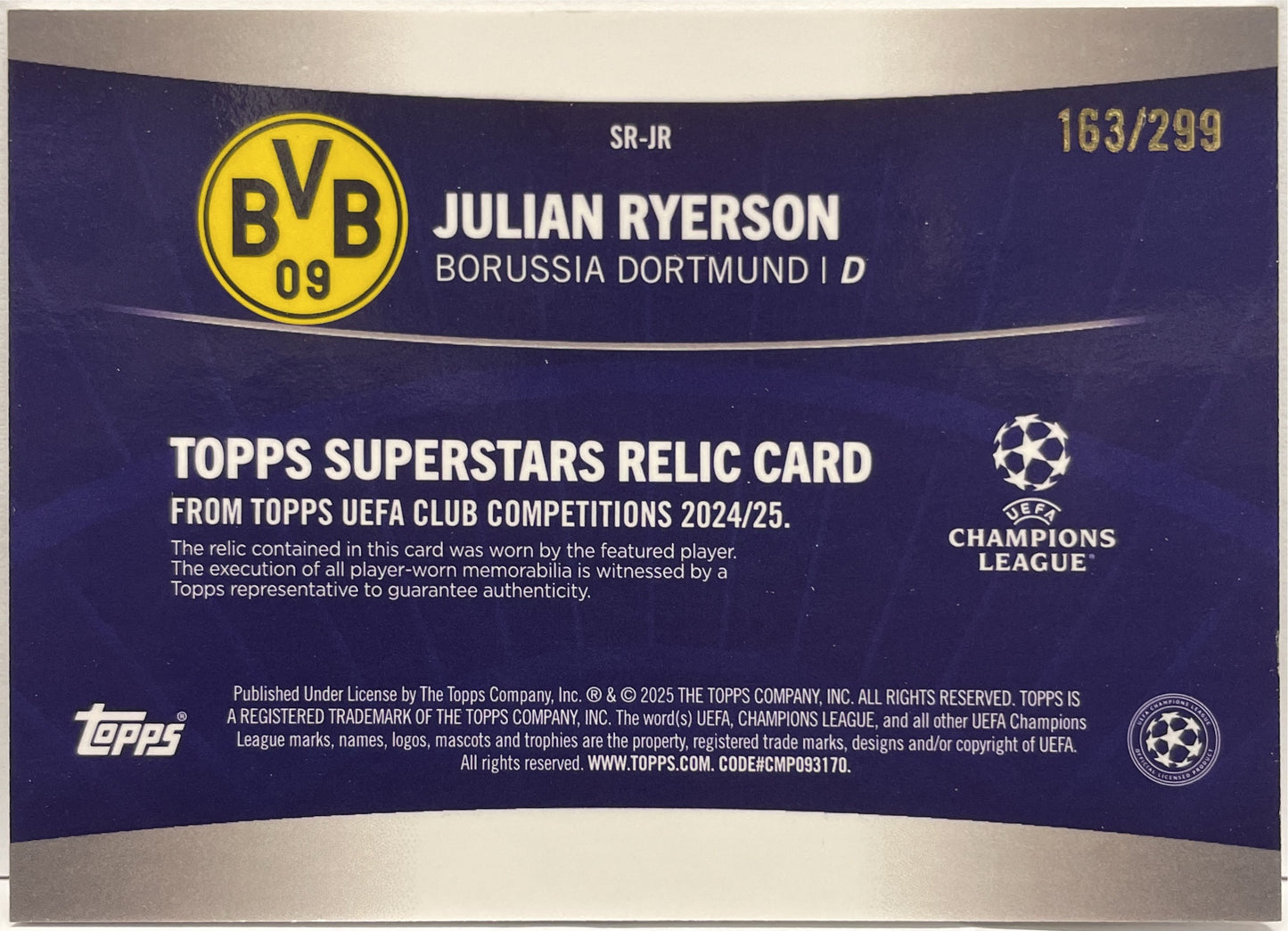 Julian Ryerson 153/299 Patch Topps UCC 2024/25