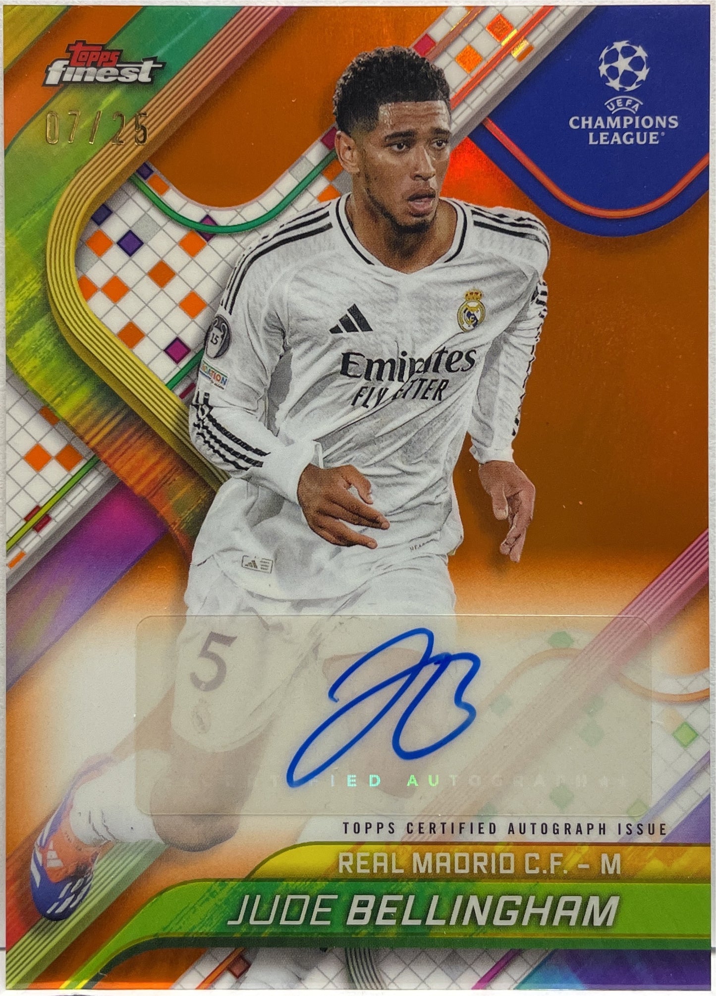 Jude Bellingham 7/25 Autograph Orange Topps Finest UCC 2024/25