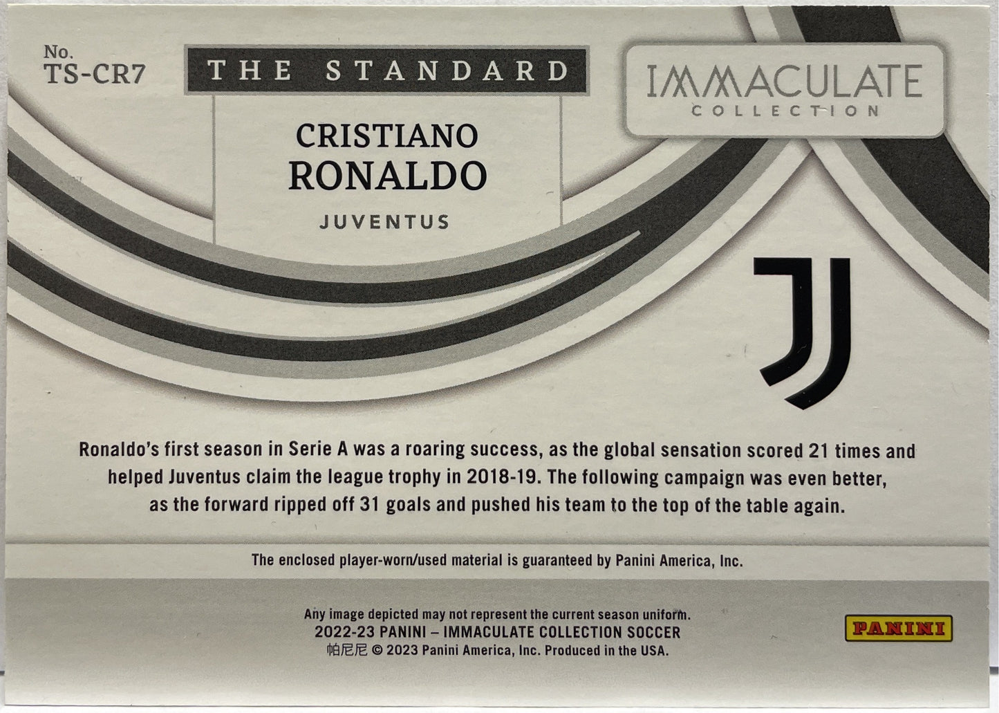 Cristiano Ronaldo 22/25 Patch Worn Panini Immaculate 2022/23