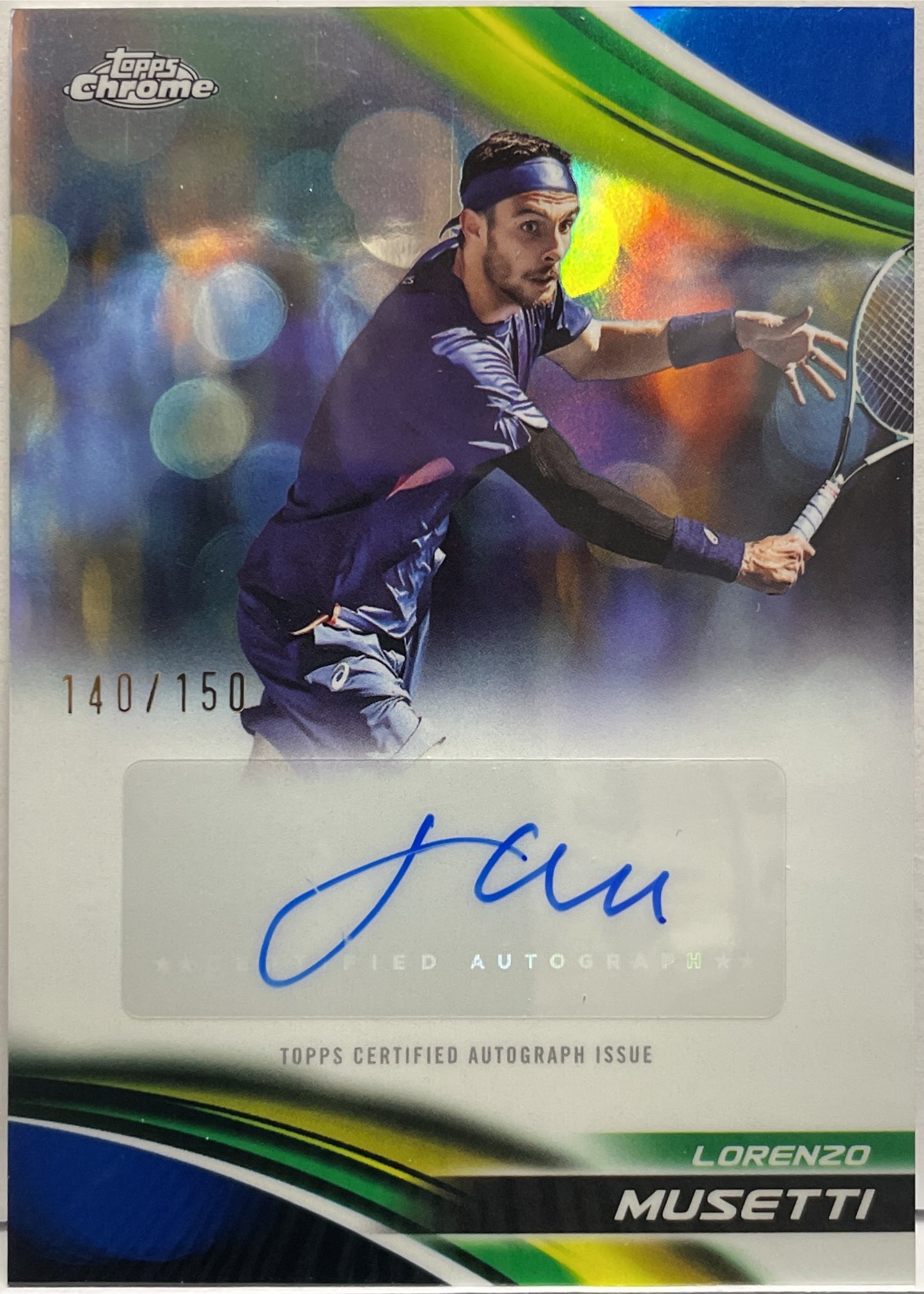 Lorenzo Musetti 140/150 Autograph Blue Topps Chrome Tennis 2025