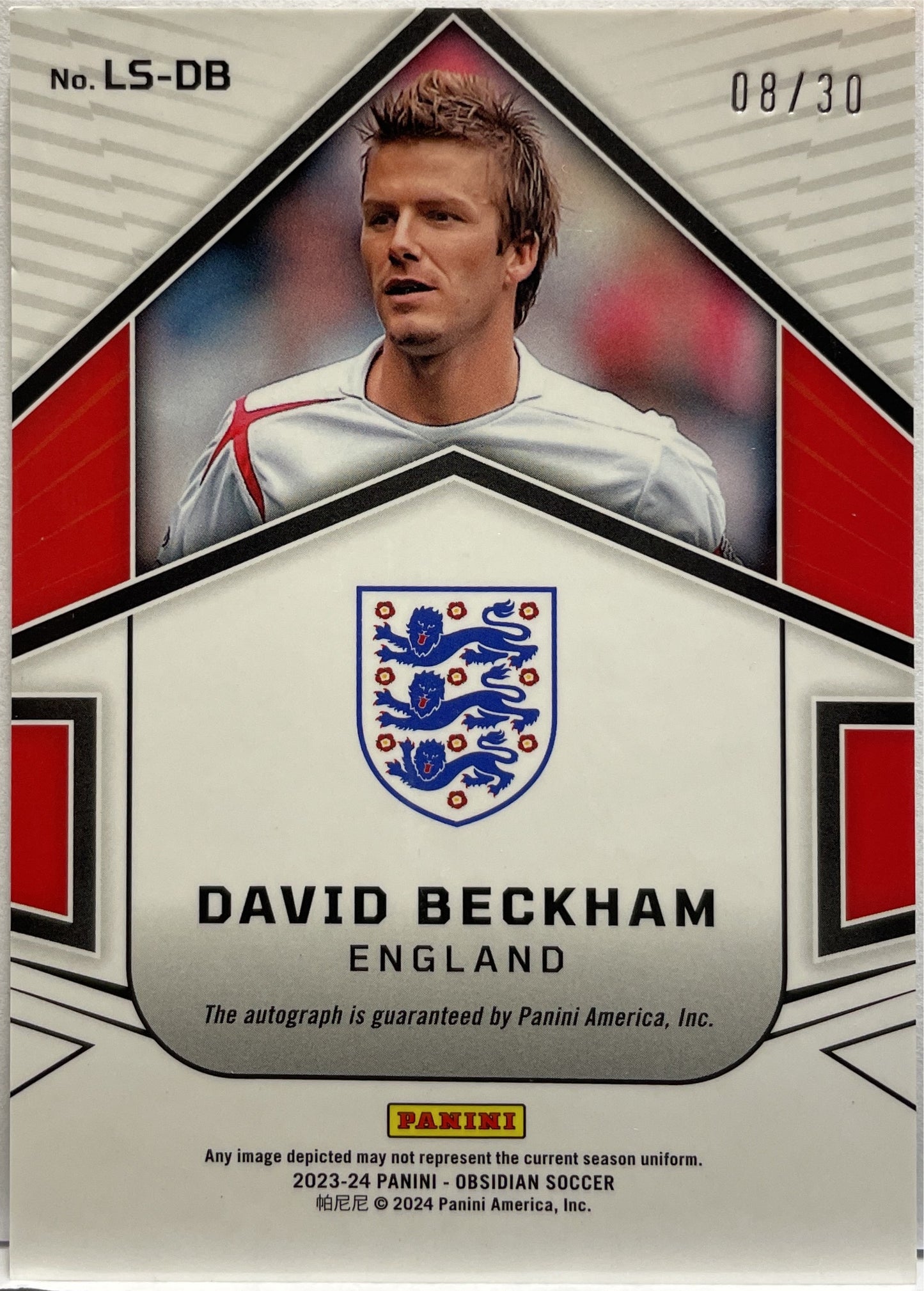 David Beckam 8/30 Autograph Lightning Strike Panini Obsidian 2023/24