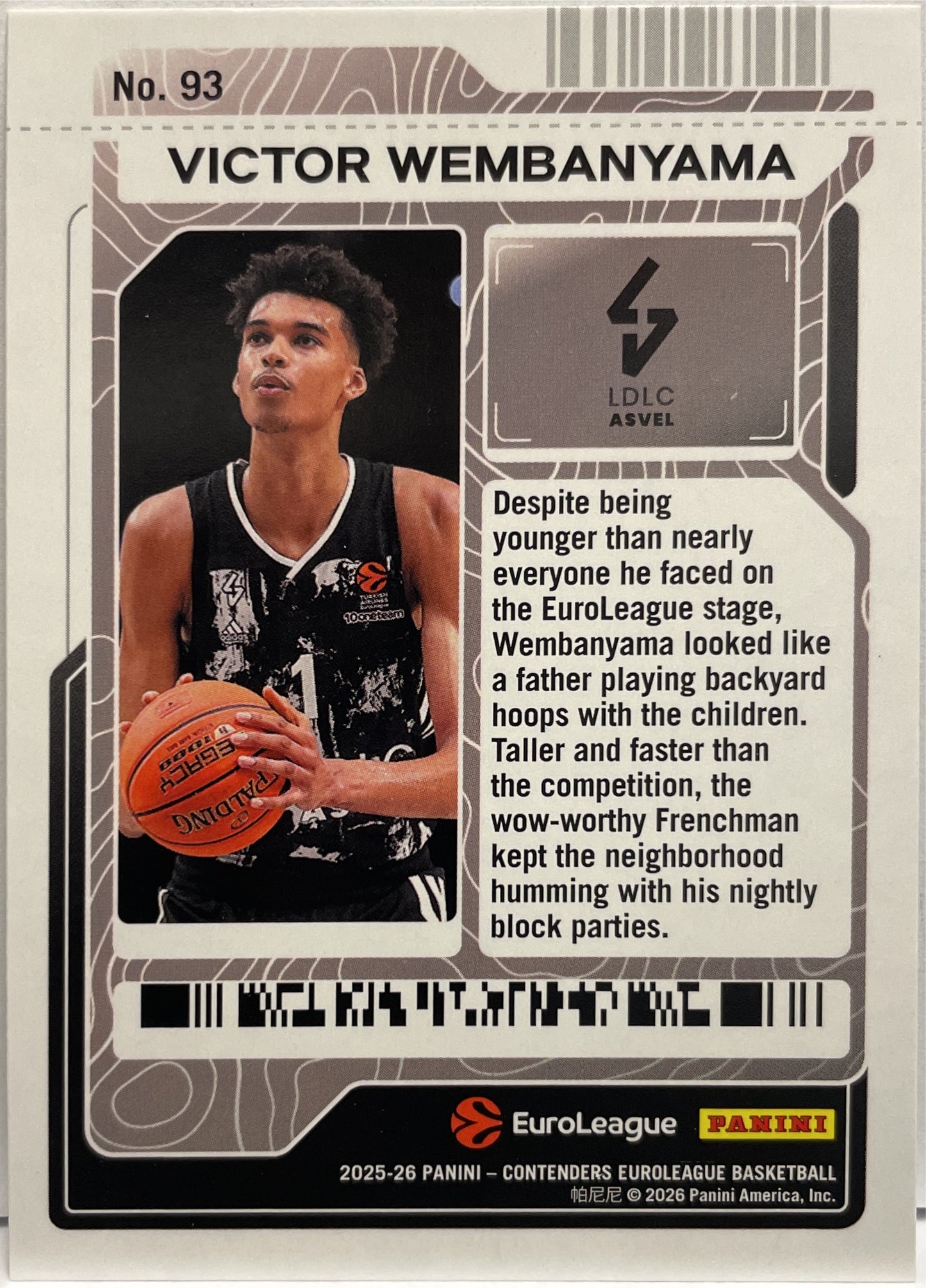 Victor Wembanyama Season Ticket Panini Contenders Basketball Euroleague 2025/26