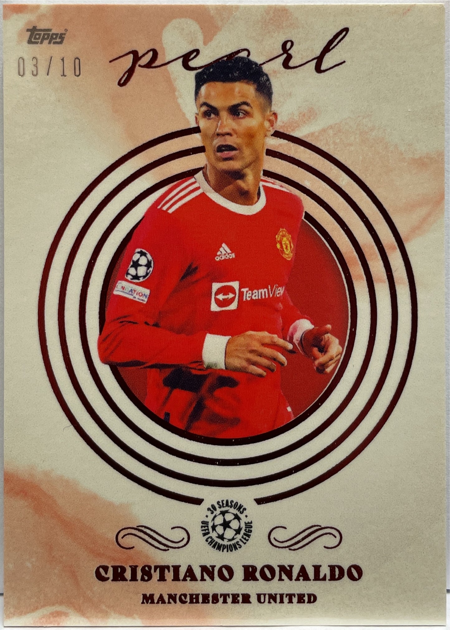 Cristiano Ronaldo 3/10 Red Topps Pearl UCL 2021/22