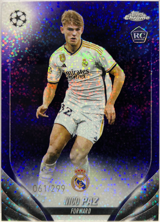 Nico Paz 61/299 Rookie Violet Speckle Topps Chrome UCC 2023/24
