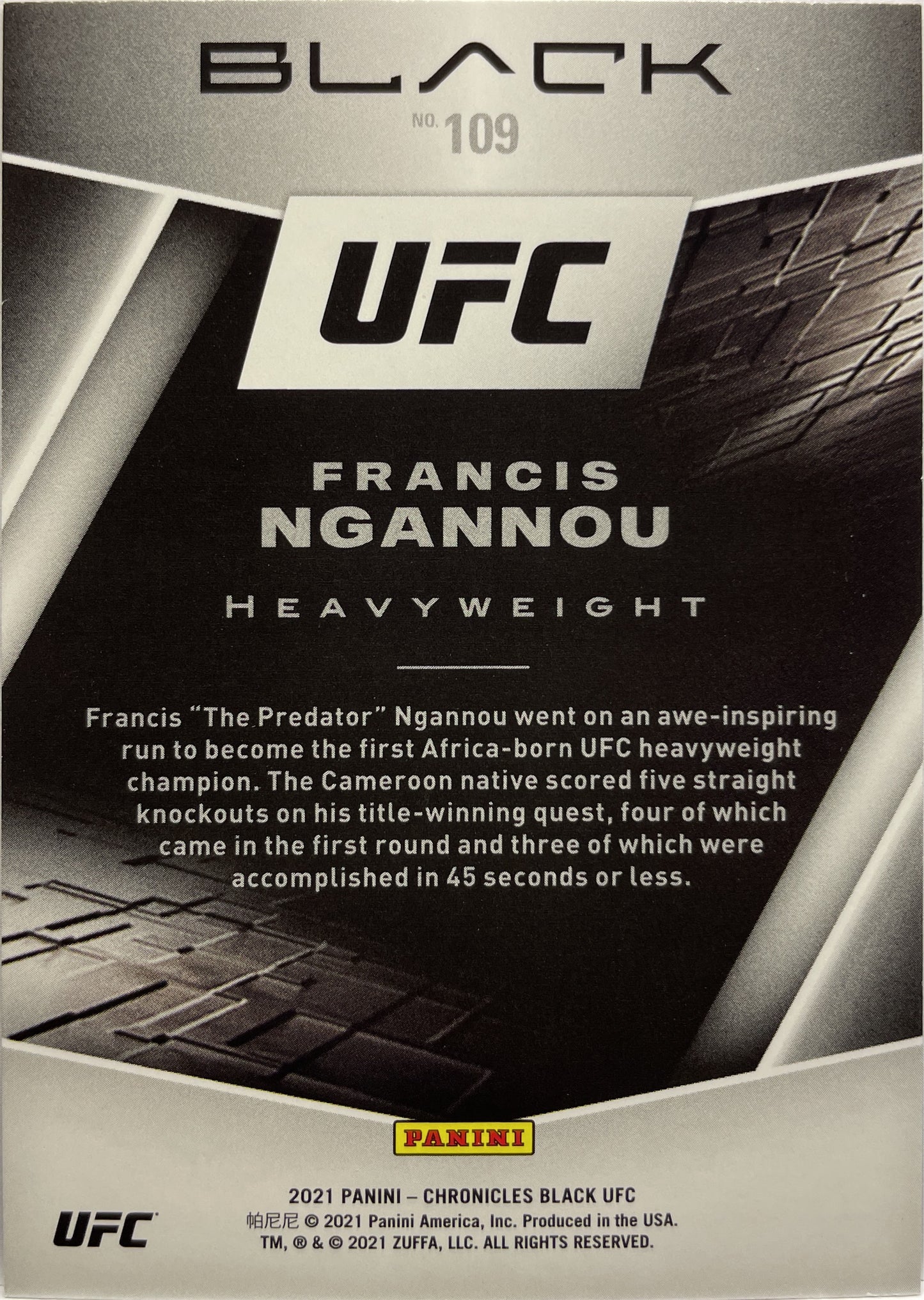 Mancolista-Black Chronicles-Panini Chronicles UFC 2021