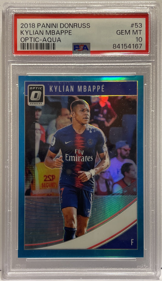 Kylian Mbappe 4/149 Optic Aqua Panini Donruss Fifa 2018/19 PSA 10