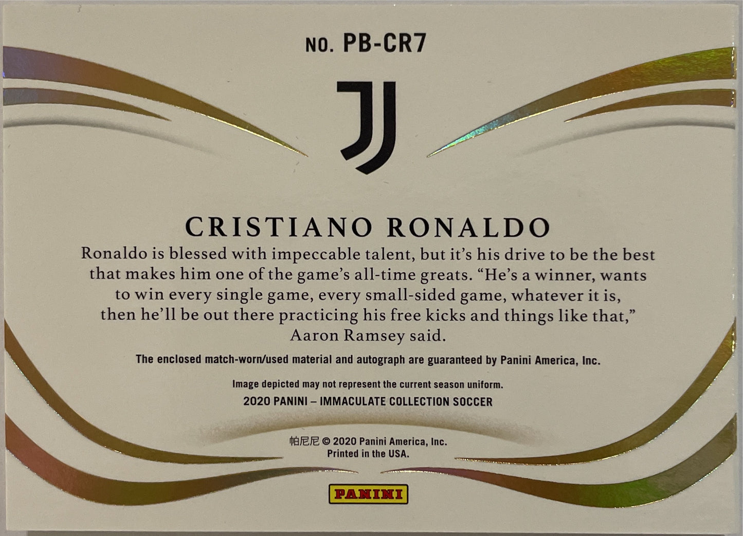 Cristiano Ronaldo 84/99 Booklet Patch Worn Autograph Panini Immaculate 2020