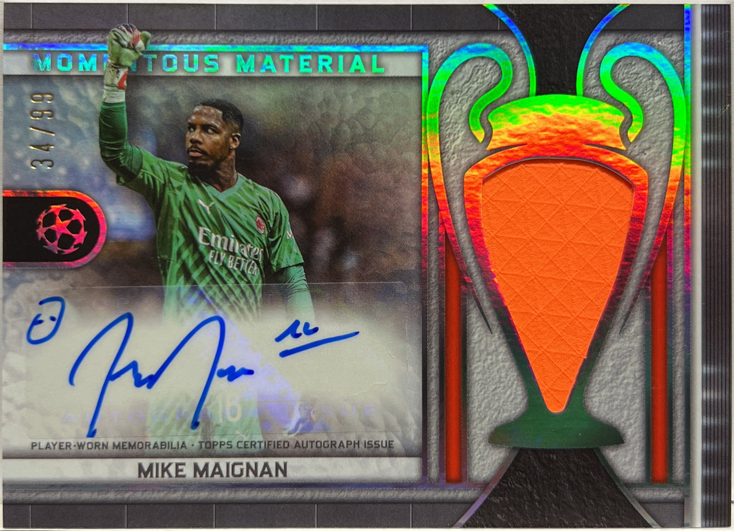 Mike Maignan 34/99 Patch Autograph Momentous Material Topps Museum 2023/24