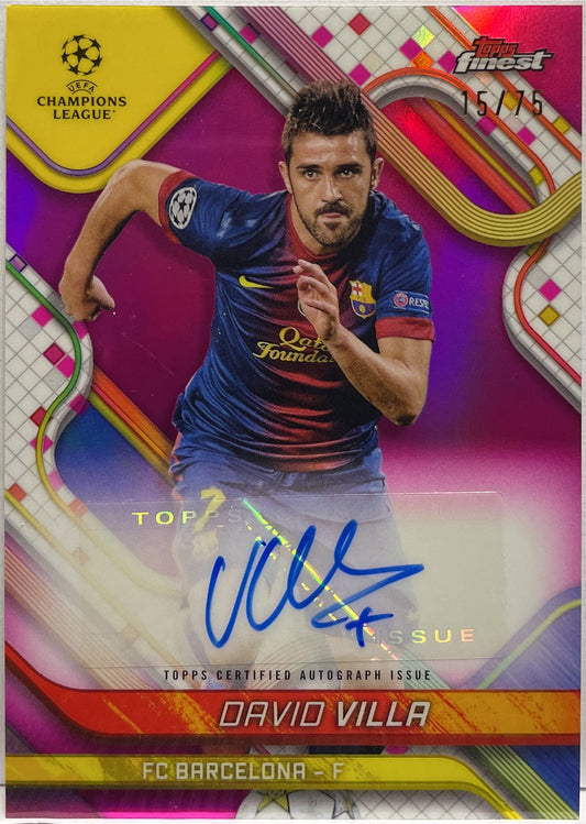 David Villa 15/75 Autograph Magenta Topps Finest UCC 2024/25