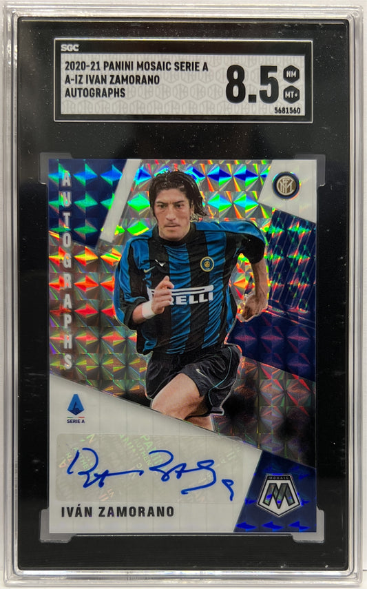 Ivan Zamorano Autograph Mosaic Serie A 2020/21 SGC 8.5