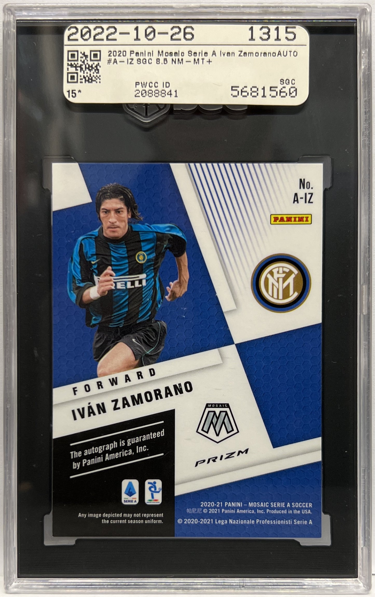 Ivan Zamorano Autograph Mosaic Serie A 2020/21 SGC 8.5