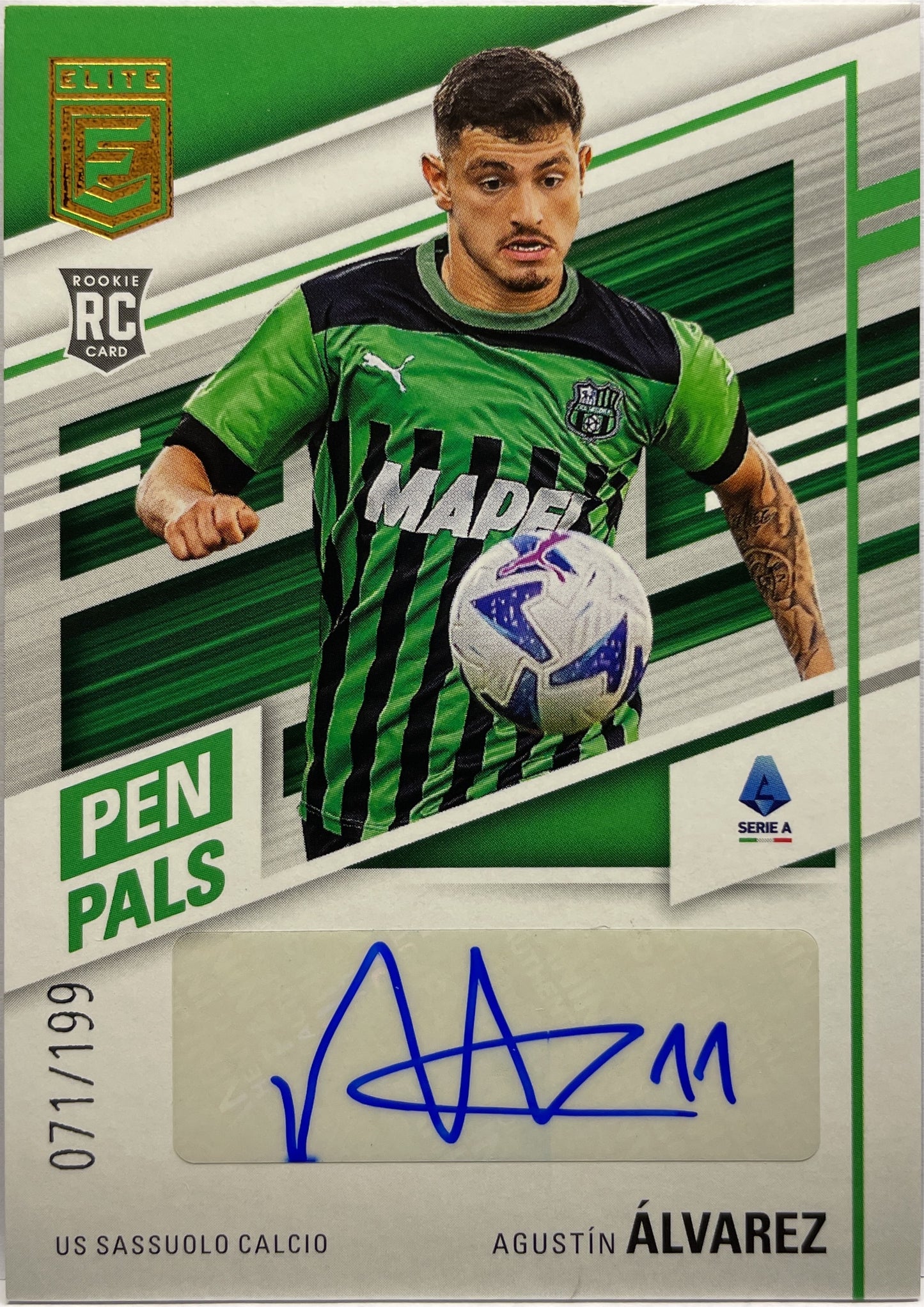 Agustin Alvarez 71/199 Rookie Autograph Pen Pals Donruss Elite Serie A 2022/23