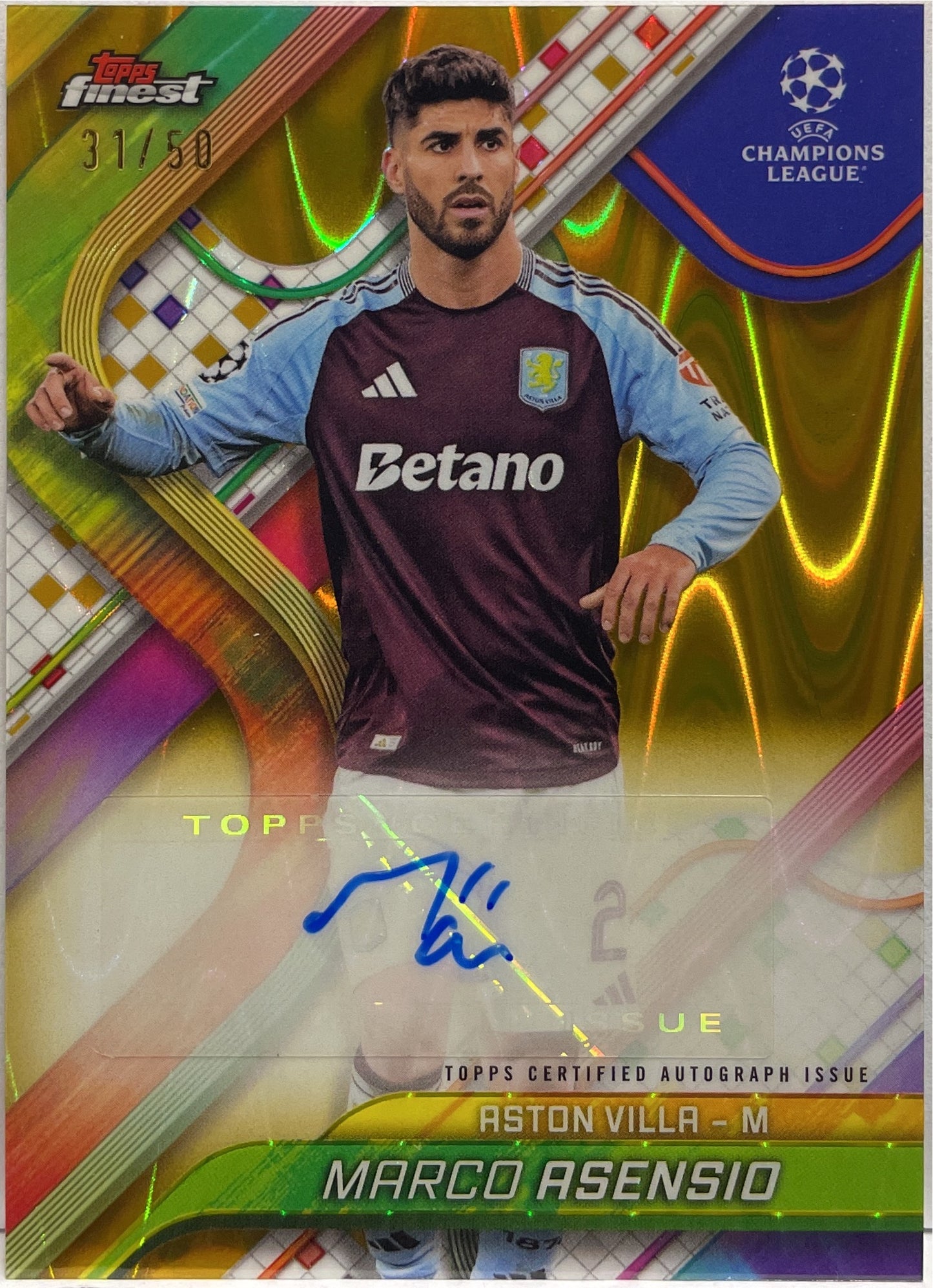 Marco Asensio 31/50 Autograph Gold Wave Topps Finest UCC 2024/25