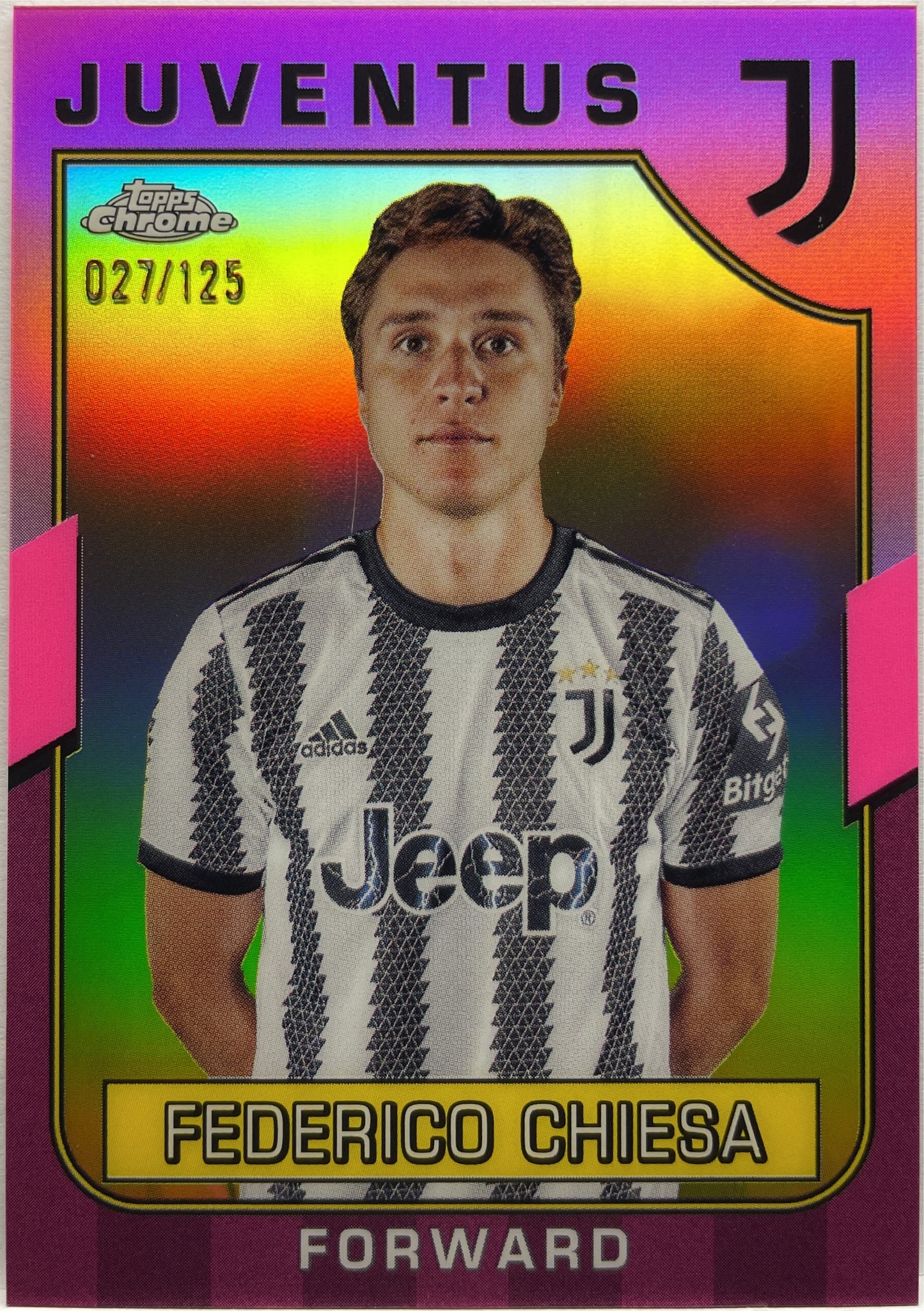 Federico Chiesa 27/125 Pink Topps Chrome Juventus 2022/23