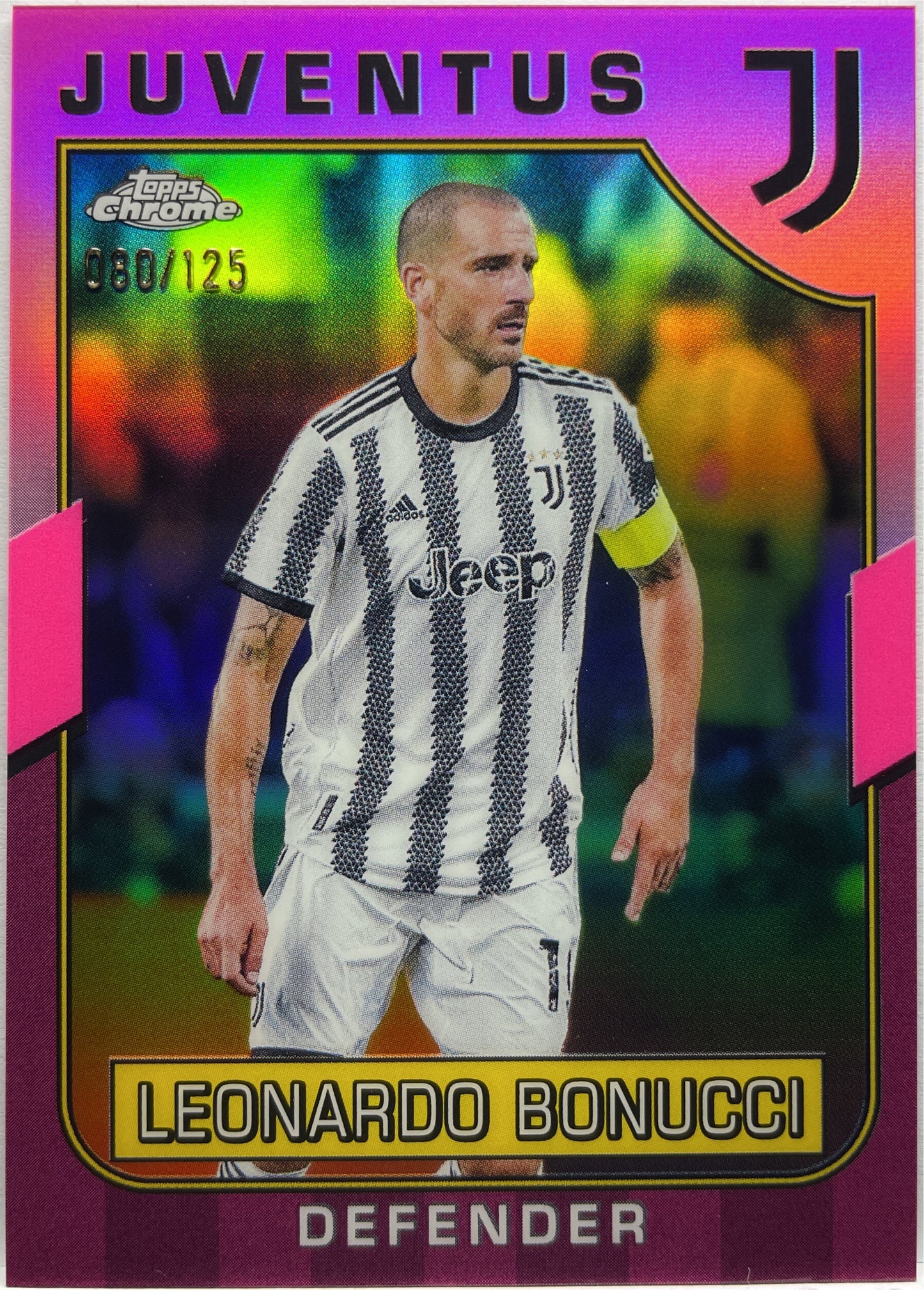 Leonardo Bonucci 80/125 Pink Topps Chrome Juventus 2022/23