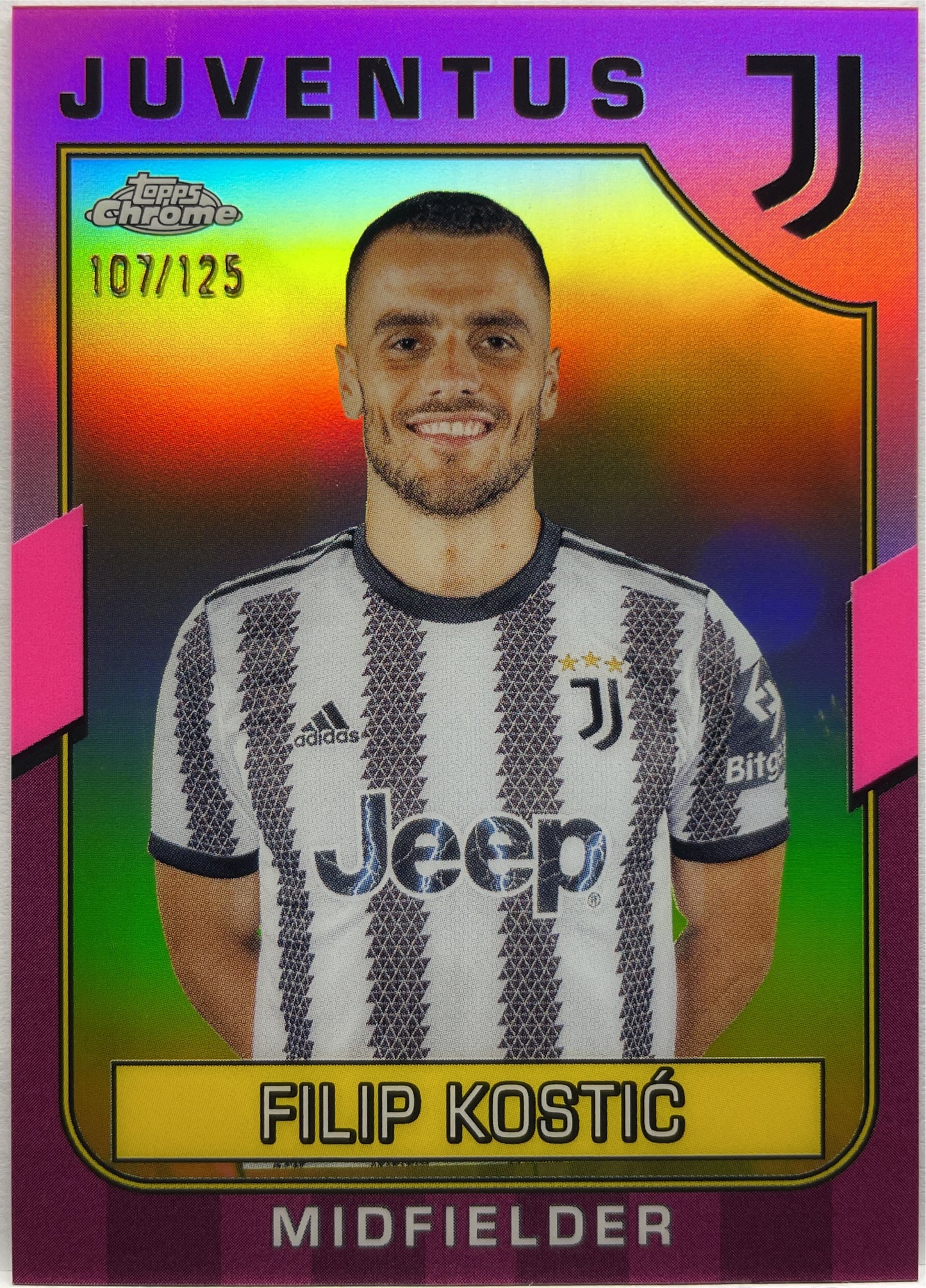 Filip Kostic 107/125 Pink Topps Chrome Juventus 2022/23