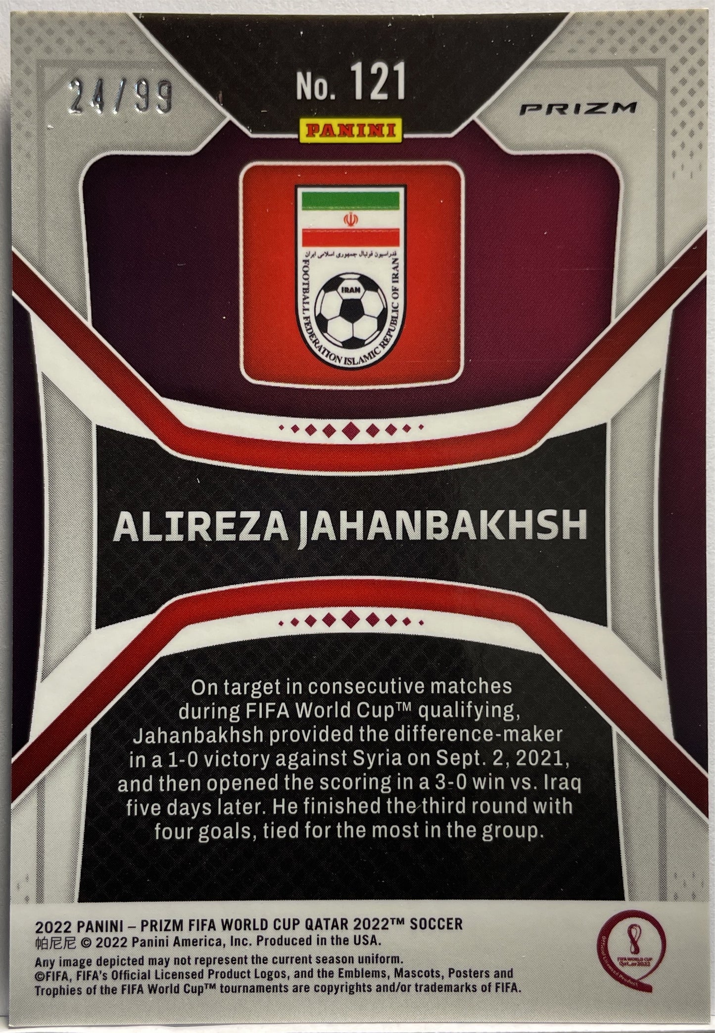 Alireza Jahanbakhsh 24/99 Purple Wave Prizm Qatar 2022