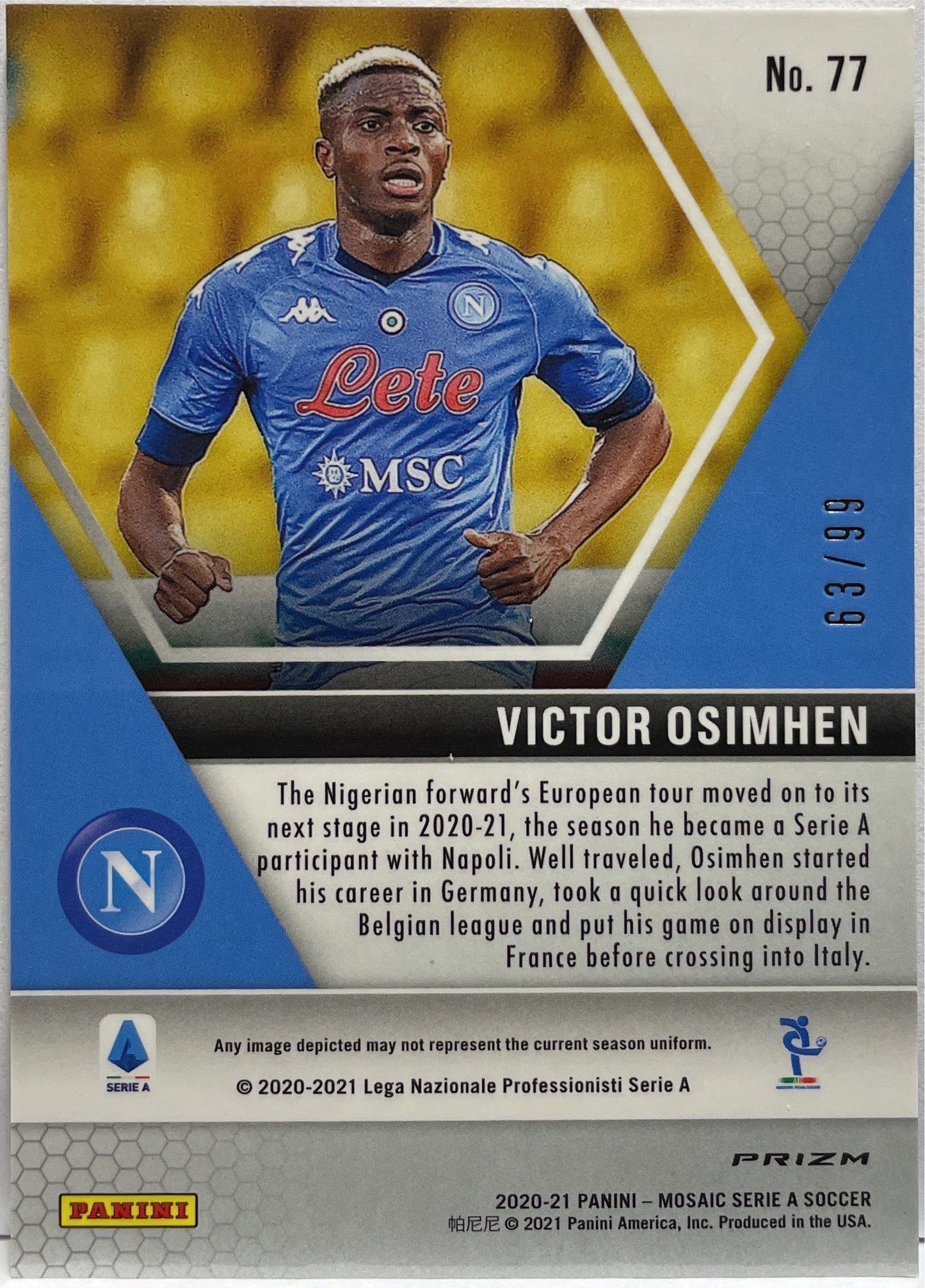 Victor Osimhen 63/99 Rookie Blue Mosaic Serie A 2020/21