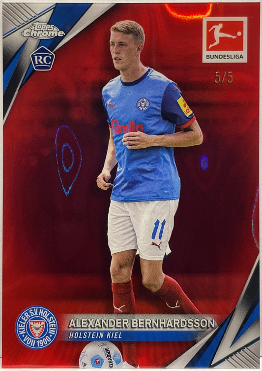 Alexander Bernhardsson 5/5 Rookie Red Lava Topps Chrome Bundesliga 2024/25