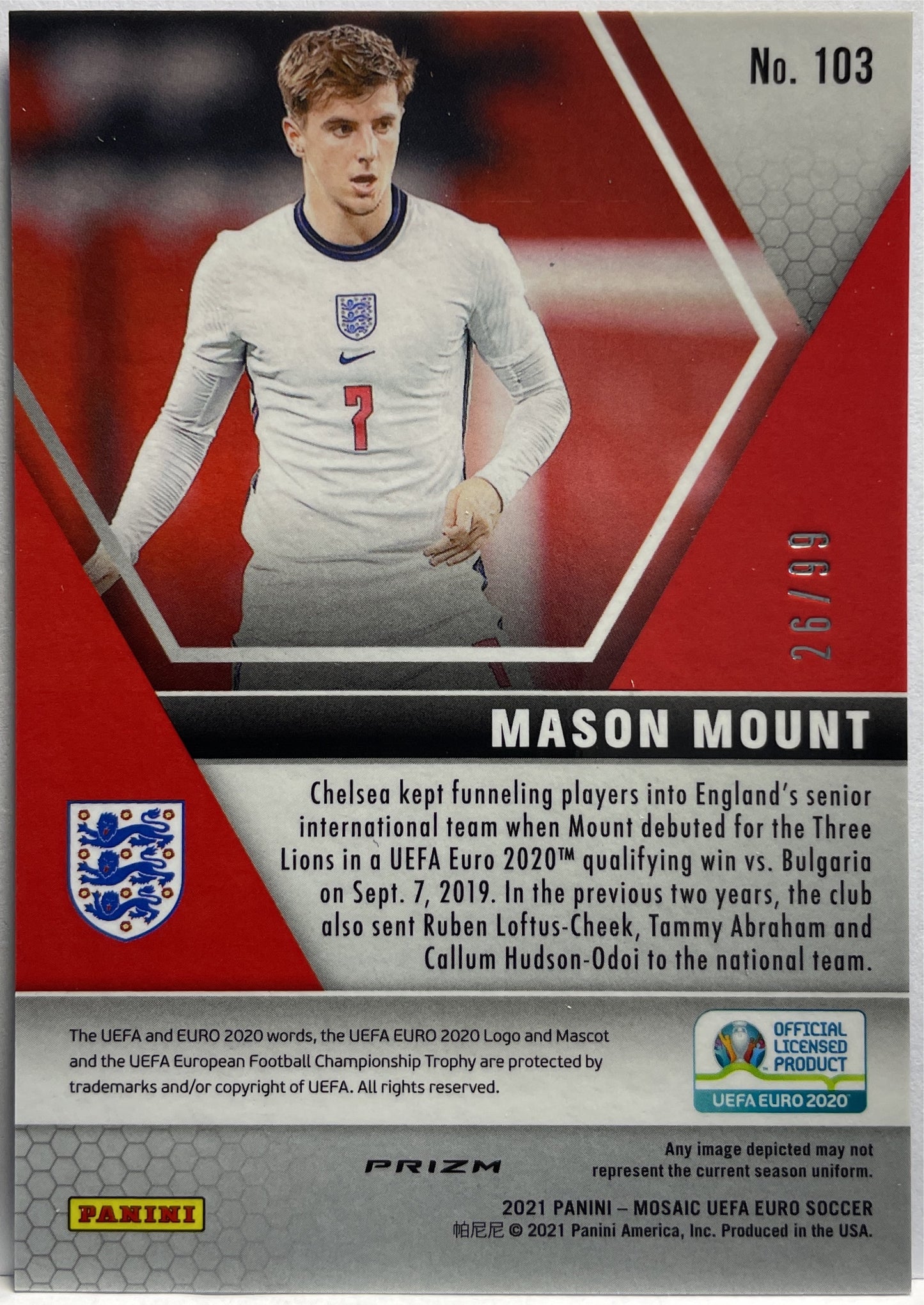 Mason Mount 26/99 Blue Mosaic Uefa Euro 2020/21