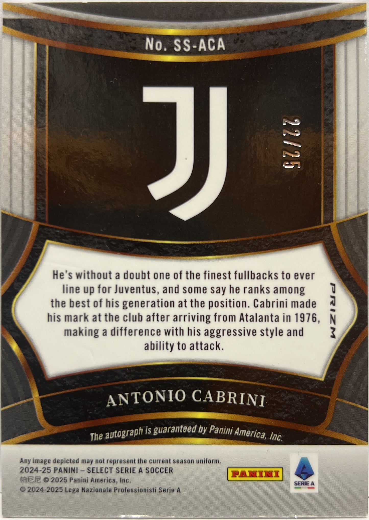 Antonio Cabrini 22/25 Autograph Tie Die Select Serie A 2024/25