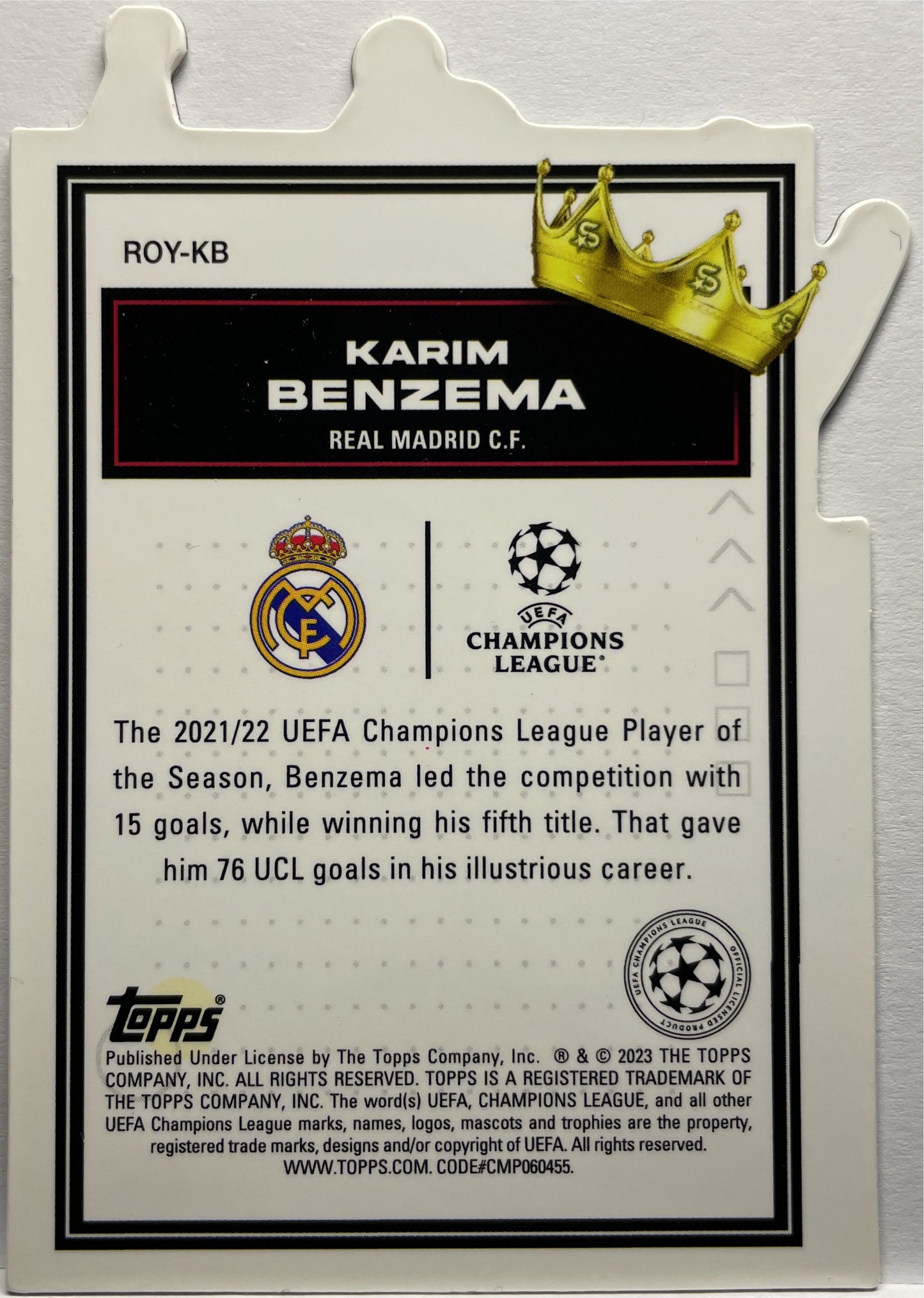 Karim Benzema Royalty Die Cut Topps Uefa Superstar 2022/23