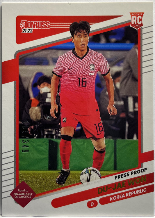 Du-Jae Won 105/349 Rookie Press Proof Gold Donruss Road To Qatar 2021/22