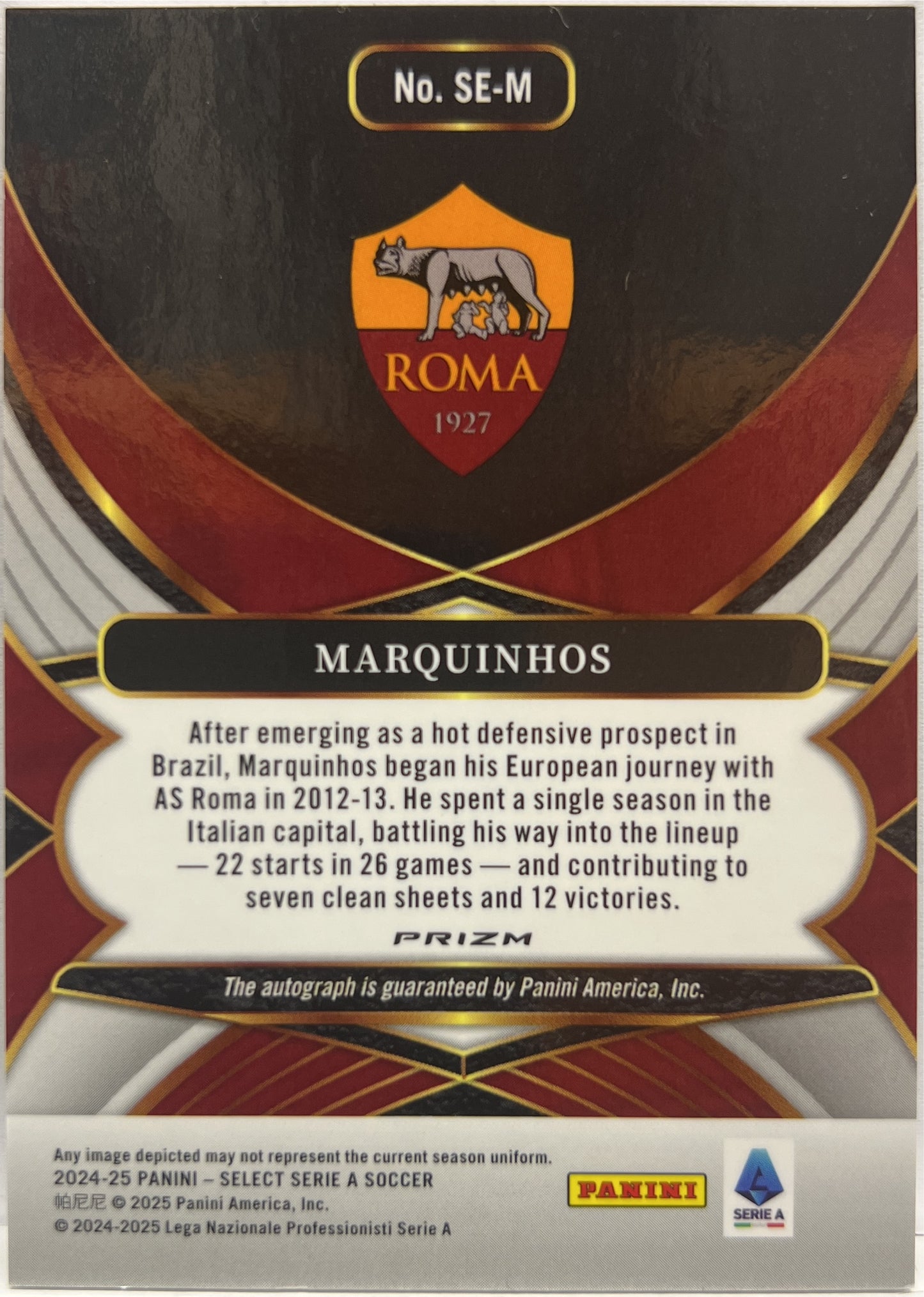 Marquinhos Autograph Signature Select Serie A 2024/25