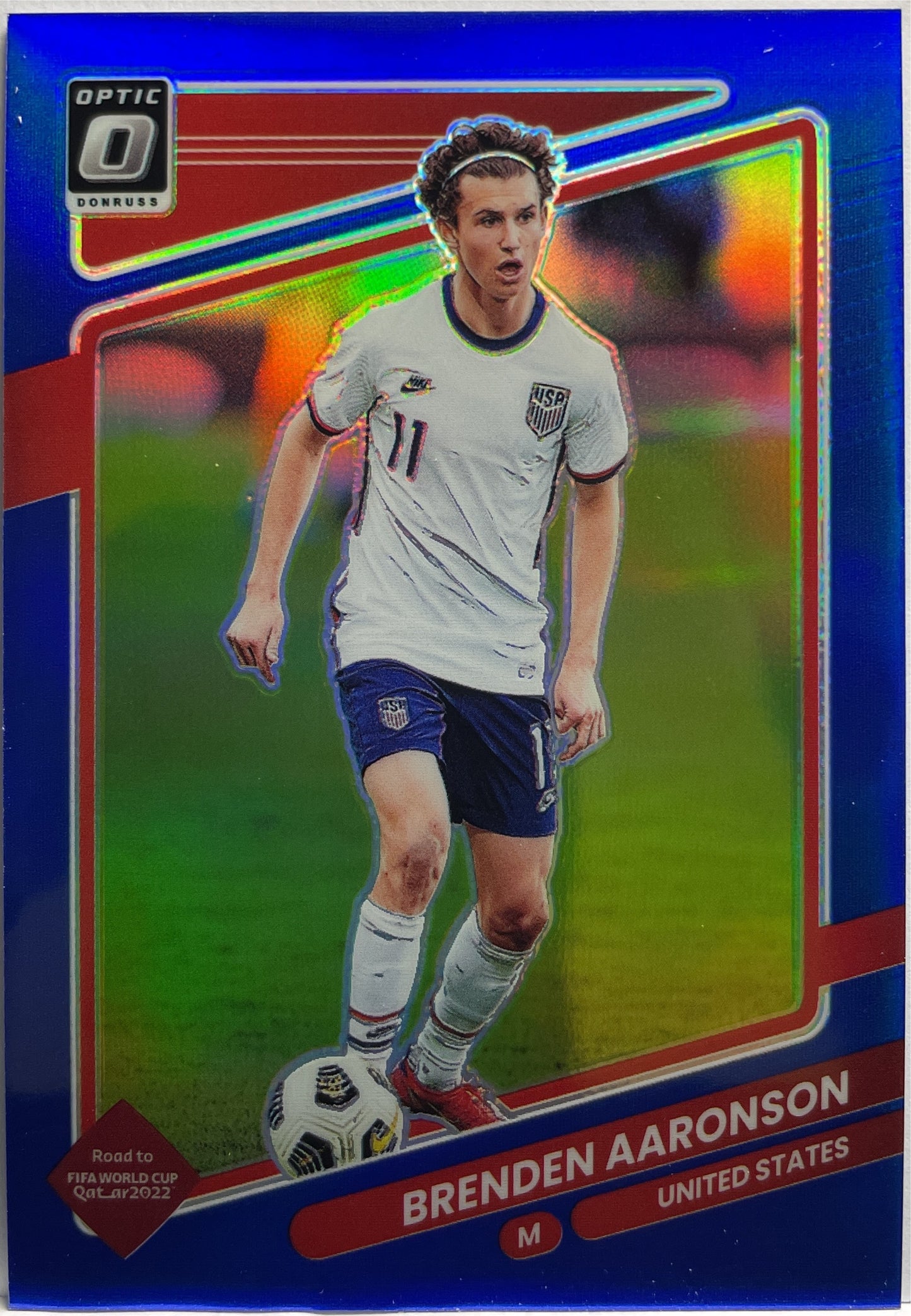 Brenden Aaronson 90/99 Blue Optic Donruss Road To Qatar 2021/22